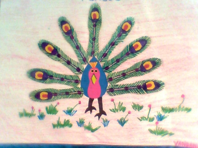 Peacock made with icream sticks by Vandana chauhan