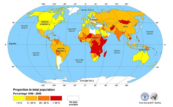 Hunger world map