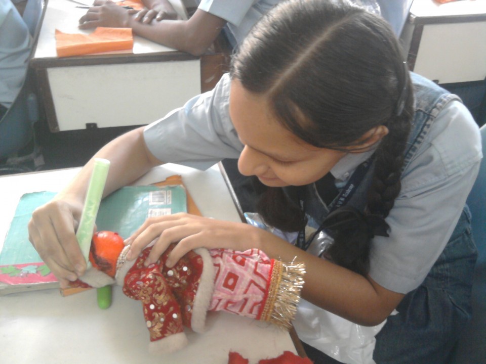 student making nepalese womam